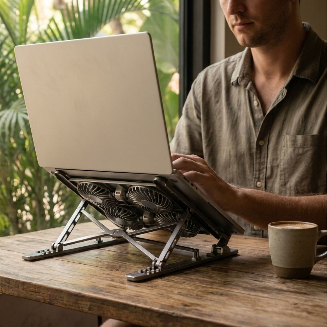 Nomanox Cooling Laptop Stand — Folds Flat. Stays Cool