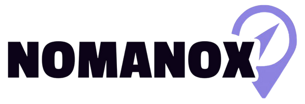 Nomanox logo with a purple compass symbol on a white background