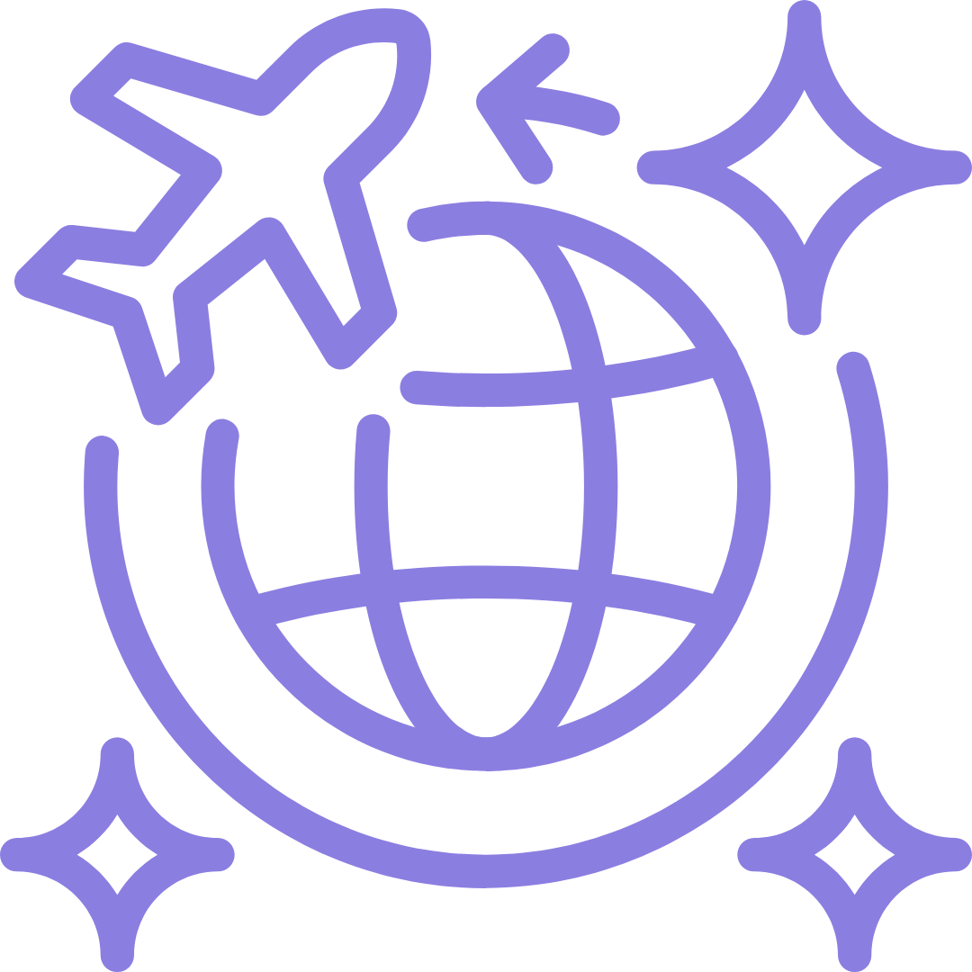 Worldwide shipping
Globe icon with an airplane circling it, representing worldwide shipping from the Nomanox hub.